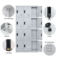 Hôpital école appartement chambre ménage hôtel meubles tissu de rangement Almirah acier armoire métal 12 portes casier armoire