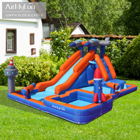 Toboggan aquatique gonflable AirMyFun pour enfants, château gonflable fusée spatiale en tissu Oxford, double toboggan pliable