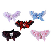 Collier Lolita pour animaux de compagnie, collier à volants avec nœud papillon, bavoir de princesse, accessoire photo réglable pour chat et chien, toutes saisons
