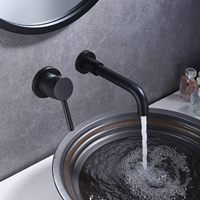 Robinet de salle de bain à poser sur le plan, en laiton noir, mitigeur à levier unique pour gaucher avec finition brossée