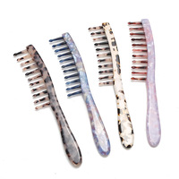 Nouveau peigne à dents rond en acétate de Cellulose en écaille de tortue pour cheveux raides/bouclés peigne à cheveux antistatique à grandes dents larges