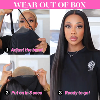 Perruque Lace Wig 6*5 sans colle, effet Body Wave, nœuds pré-blanchis, dentelle pré-coupée, cheveux humains vierges brésiliens