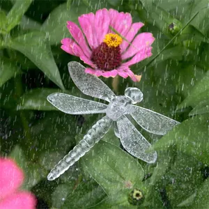 Cortile arte libellula di plastica decorativo giardino solare pali per Patio e prato ornamenti