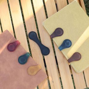 Genuine Leather Magnetic <b>Bookmark</b> Page Clip Vintage Teardrop Shape Book Mark for Book Lovers Reading Accessories - Product Image 3