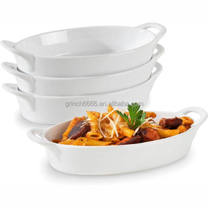 Plats de cuisson ovales <span class=keywords><strong>à</strong></span> gratin pour four Casseroles <span class=keywords><strong>à</strong></span> gratin en céramique avec poignées pour servir, petite mini cocotte oblongue, - Product Image 1