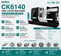 Tour CNC CK6140, portée de 400 mm, alésage de broche de 52 mm, lit plat, pour l'usinage de pièces mécaniques et d'arbres