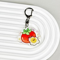 Porte-clés en acrylique personnalisé avec motif de dessin animé de tomate et d'œuf imprimé en UV couleur, breloque de sac mignonne pour couple, pendentif assorti
