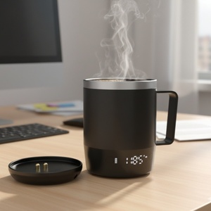 แก้วกาแฟอัจฉริยะแบบพกพา สแตนเลสสตีล พร้อมไฟ LED ควบคุมอุณหภูมิอัตโนมัติ ออกแบบโดยโรงงาน - Product Image 1