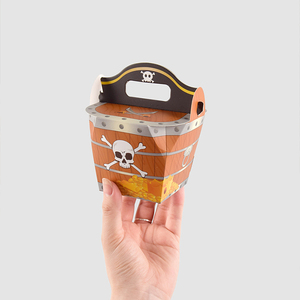 Coffret Cadeau Pliable Thème Pirate avec Poignée, Motif Grain de Bois, pour Fêtes, Friandises et Petits Cadeaux - Product Image 2