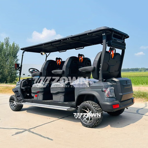 Carrito de Golf Eléctrico Elevado para Seis Pasajeros con Techo Rígido Negro, Parabrisas Dividido y Neumáticos Todoterreno para Lodo, Ideal para Transporte en Resorts - Product Image 6