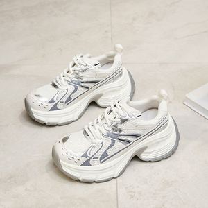 Chaussures de sport décontractées argentées 2026 - Nouvelles chaussures de sport épaisses en maille à lacets pour femmes - Chaussures à lacets - Product Image 1
