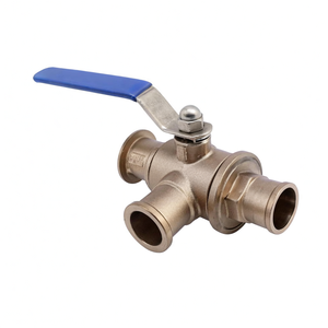 Vanne à bille sanitaire en acier inoxydable 316 de qualité alimentaire COVNA DN20 3/4 pouce 3 voies avec raccord en L et poignée à levier - Product Image 1