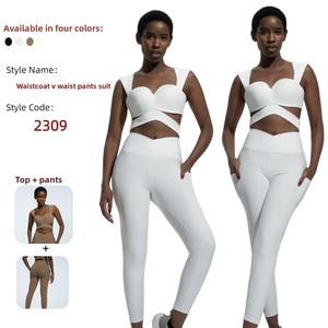 Ensemble de yoga deux pièces à coupe fixe pour <span class=keywords><strong>femme</strong></span>, nouveau style, respirant, confortable et <span class=keywords><strong>sexy</strong></span>, idéal pour l'entraînement et le fitness - Product Image 2