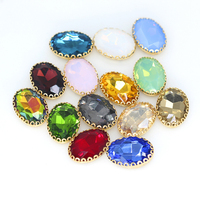 Kancing Kaca Oval G&J dengan Renda, Jahitan Tangan, Berhiaskan Berlian, Keranjang Bunga, Rhinestone untuk DIY, Bebas Nikel, untuk Pakaian, Sepatu, Tas