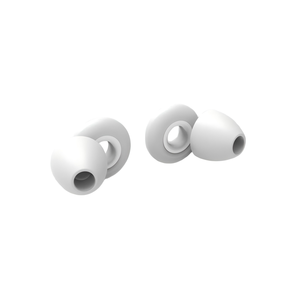 Bouchons d'oreilles réutilisables en silicone blanc de type flange à enfiler pour le sommeil, réduction du bruit, atténuation de la sensibilité, protection contre le ronflement et les voyages - Product Image 1