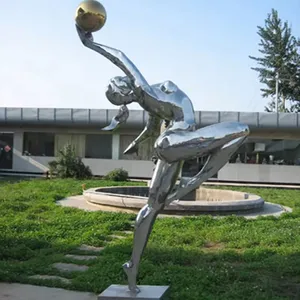 Thị trấn vuông được trang trí với kim loại hiện đại chiến thắng phụ nữ Điêu khắc đánh bóng thép không gỉ Ballerina Tượng trang trí ngoài trời