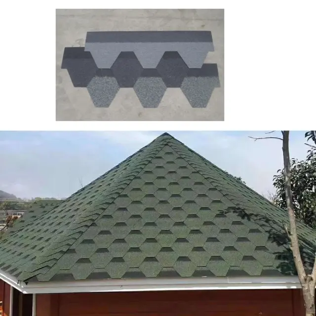 Matériaux de construction en mosaïque 3D Bardeaux d'asphalte en pierre colorée pour les bâtiments