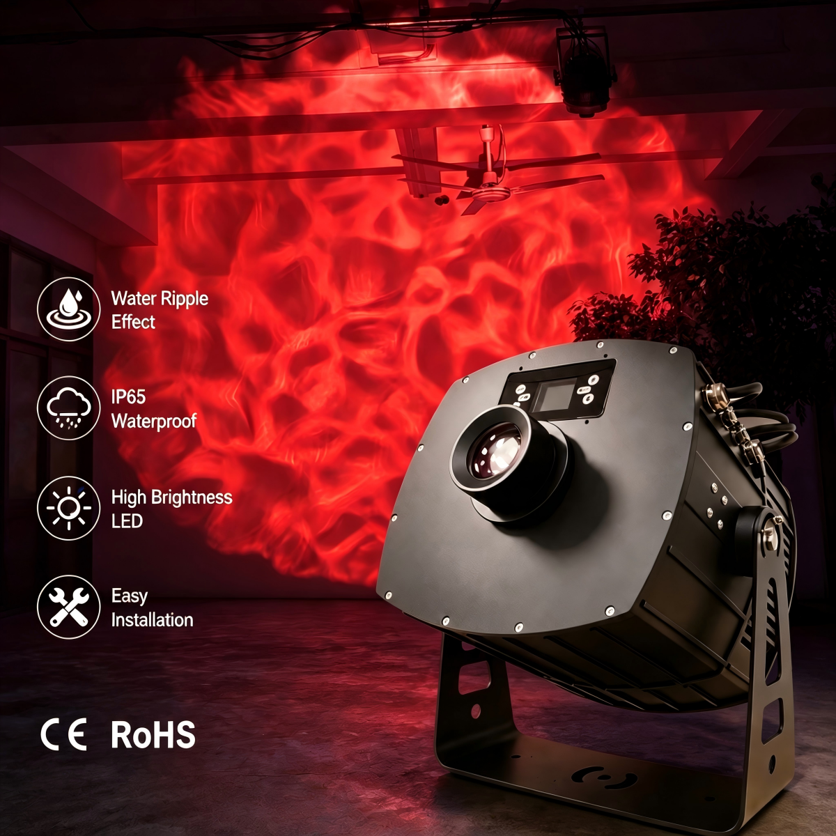 300W IP65 LED Water Ripple Projector Advertising Lights for Stunning Outdoor Pool Garden Party & Event Lighting