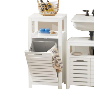 Trắng phòng tắm giặt tủ với giỏ Tilt-out giặt Hamper phòng tắm lưu trữ đơn vị tủ với ngăn kéo và kệ - Product Image 1