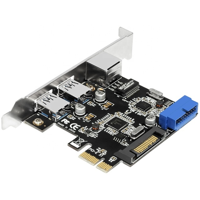 USB 3.0 PCI-E 2 Port PCI Express 19 Pin PCIE Expansion Card Adapter USB 3.0 PCIE Card Sata Power Connector