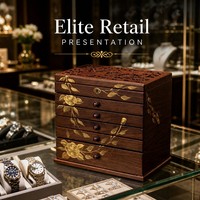 Boîte de rangement pour bijoux en bois de noyer avec intérieur en velours, design floral peint à la main, emballage cadeau personnalisé