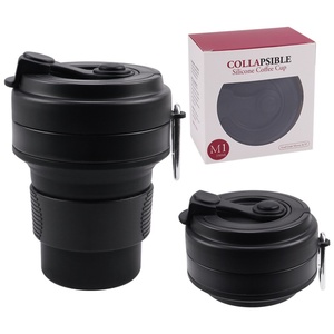 Tasse à café de voyage pliable en silicone sans BPA, 350 ml, réutilisable, avec couvercle, idéale pour le camping - Product Image 6
