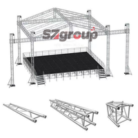 Sistema de armazón de techo de aluminio para escenario móvil negro plateado OEM, armazón de iluminación de perno cuadrado para eventos de conciertos