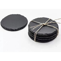 Vente en gros de sous-verres personnalisés en ardoise, ronds, carrés, en forme de cœur, sous-verres en ardoise naturelle noire