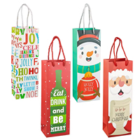 12 sacs cadeaux en papier kraft pour bouteilles de vin de Noël avec poignée, emballage pour champagne, emballage cadeau de fête