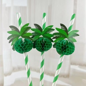 Coconut Tree Honeycomb Straws 50 Pieces Paper Biodegradable Summer Party Decoration - Product Image 1