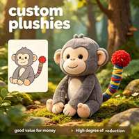 Peluche de singe professionnelle OEM avec queue rayée, douce et rembourrée, cadeau pour enfants hospitalisés, directement de l'usine