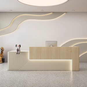 Mostrador de Recepción de Estilo Moderno al por Mayor, Mostrador de Recepción de Belleza con Diseño de Madera, Tamaño Estándar, Frente Blanco, Mesa <span class=keywords><strong>para</strong></span> Vestíbulo - Product Image 4