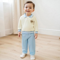 Ensemble de vêtements en tricot brodé mignon pour enfants du printemps, pull en tricot à manches longues pour garçon, vêtements en tricot pour bébé, pantalon