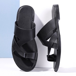 Nouvelle vente chaude : Tongs plates en cuir pour hommes, style indien, à bout ouvert, grandes tailles <span class=keywords><strong>47</strong></span>-48, chaussures d'été de haute qualité - Te Mu Shop - Product Image 3