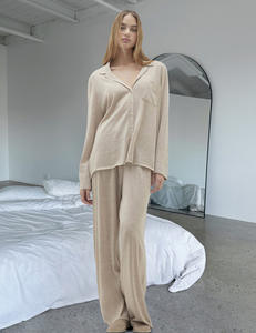 Conjunto de Pijama Informal para Mujer en Existencia, Conjunto de Pijama de Color Sólido, Pijama de Mujer, Ropa de Dormir de Punto para el Hogar - Product Image 2