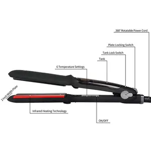 2023 Novo Produto Portátil Vapor Titânio Personalizado Sem Fio Turmalina Cerâmica Iônica Infravermelho Cabelo Flat Iron LCD Elétrico 50W