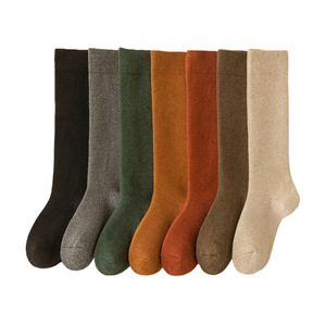 Pure Cotton Thickened Terry Cloth Knee <b>Socks</b> For Women Warm Autumn <b>Winter</b> Solid Color Casual <b>Socks</b> - Product Image 5