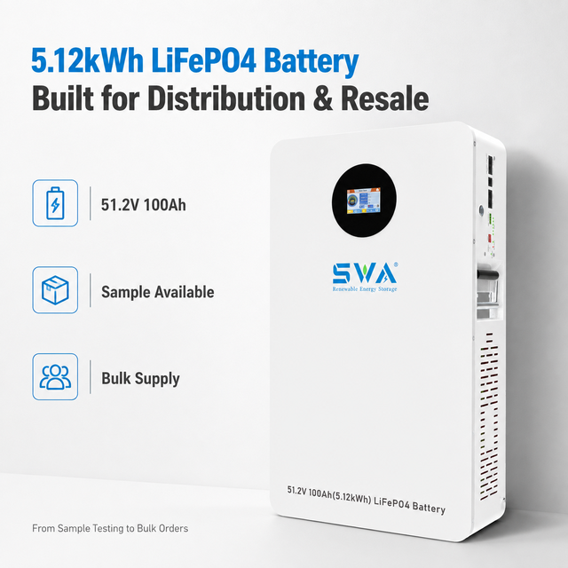 5.12kWh 51.2V 100Ah Wall Mounted LiFePO4 Battery for Wholesale Distributor OEM Home Solar Energy Storage