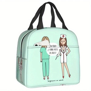 Sac à déjeuner vert menthe pour infirmière, sac isotherme portable avec fermeture éclair pour le personnel médical, pour femmes, pour l'école, le bureau, les voyages - Product Image 1