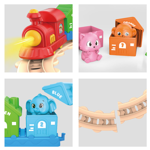 Jouet d'apprentissage Montessori pour tout-petits : Ensemble de <span class=keywords><strong>train</strong></span> électrique avec animaux, jouets d'association, de comptage et de tri - Product Image 3