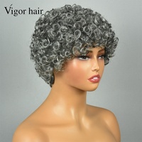 Perruque Courte Bouclée Gris Argenté en Cheveux Vierges, Prête à l'emploi, Expédition Rapide, Abordable, Résistante à la Chaleur, Perruques en Cheveux Humains
