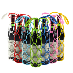Sac de transport en silicone pour bouteille de vin et bouteille d'eau, avec dessous de verre et <span class=keywords><strong>panier</strong></span> en filet pour voyages et pique-niques - Product Image 3