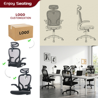 Chaise de bureau ergonomique à dossier haut en maille, appui-tête réglable, accoudoirs rabattables, hauteur réglable, pivotante, chaise de travail informatique personnalisable