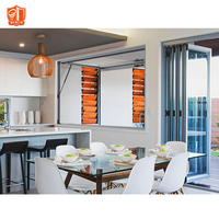 Fenêtre à persiennes verticales en aluminium sur mesure avec vérin à gaz, basculante et pivotante pour cuisine, avec double vitrage trempé
