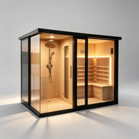 Ruang Sauna Kayu Cedar Merah Desain Modern untuk Rumah, Vila, Spa, Pijat, Pemanas Ruangan Uap Kayu Indoor Outdoor, Shower Inframerah