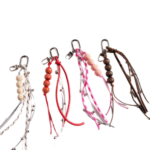 Nuevo Set al por Mayor de Llaveros para Coche YLXZ de Plástico y Cuero PU con Forma de Animal de Dibujos Animados y Corazón, con Correa de Mano y Técnica de Costura - Product Image 1