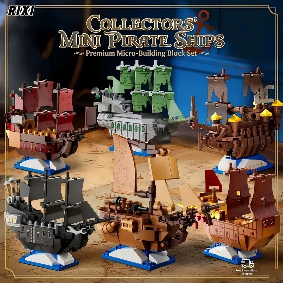 Mini Pirate Ship DIY Skeleton Ghost Boat Model Bricks MOC Creative ...