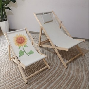 Accessoires de meubles : Chaise longue de plage pliable en bois avec cadre pliable - Product Image 4