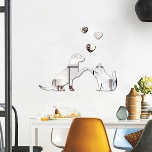 Adesivo Murale Decorativo Fai-da-Te in Acrilico con Motivo Gatto e Cane, Lastra Acrilica a Specchio Autoadesiva Impermeabile - Product Image 3