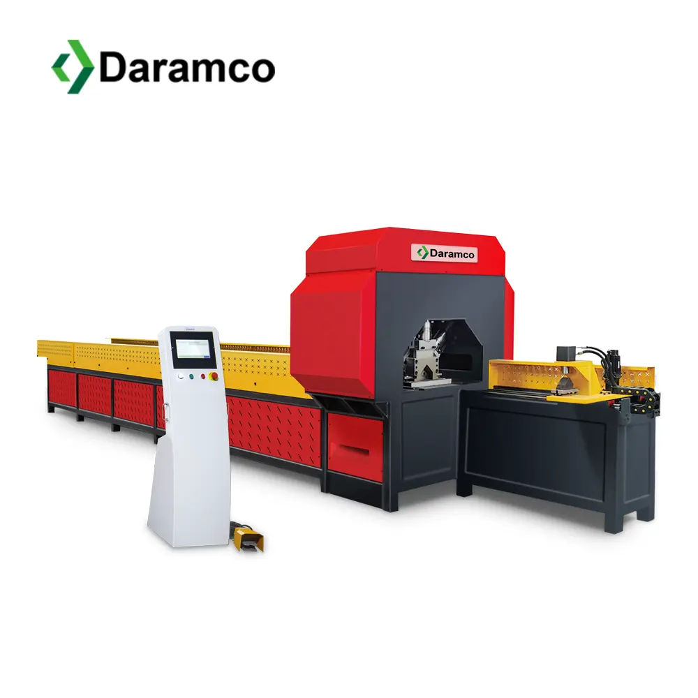 Daramco Double Station Automatic CNC Pipe Hole Punching Machine For Round Square T-beam Bars